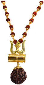 Lord Shiv's Trishul With Damaru & Rudraksha Pendant Necklace by Sujal Fashion
