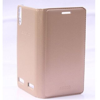                       Leather Flip Cover for Lenovo A6000 rose gold                                              