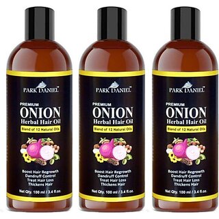 Park Daniel  ONION Herbal Hair oilCombo pack of 3 bottles of 100 ml(300 ml) Hair Oil