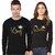 Melcom Black Plain Cotton Blend King and Queen Printed Full Sleeves Round Neck Casual T-Shirt Pack of 2