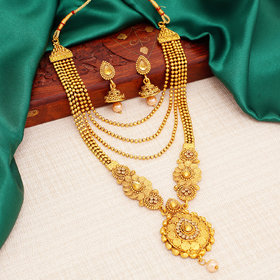 Sukkhi Alloy Gold Plated Australian Diamond Wedding Necklace Set For Women