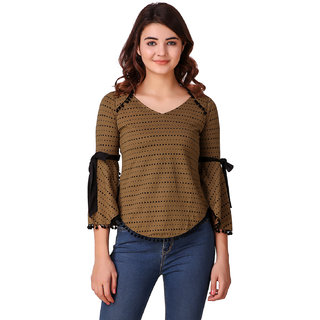 Texco Khaki Printed Back Styled Top for Women