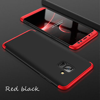                       GKK 360 Series PC Case 3-in-1 Ultra-thin Slim Front Case and Cover (Red  Black) For Samsung Galaxy J5 Prime                                              