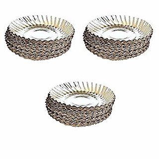 Disposable Silver Coated Paper Party Plates 6 Inches 150 Pieces ( 50 Pieces Per Pack) By O1E Dish