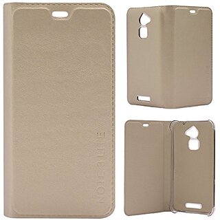                       Leather Flip Cover Case For Coolpad Note 3 Lite - Gold color                                              