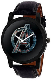 Wake Wood Black Round Dial Synthetic Strap Graphic Analog Casual Watch For