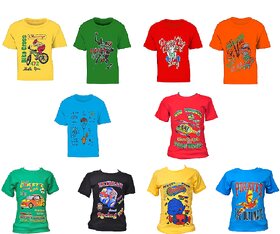 Pari  Prince Multicolor Kids Assorted Round Neck T-shirts (Pack of 10)