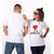 Ajeraa Couples Slim Fit White Printed Round Neck Unisex Lovers Tshirts Combo - Pack of 2