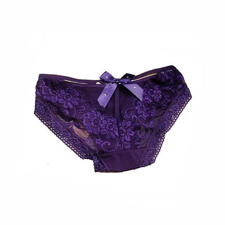 Buy Charming Look Lace Thong Panties Purple Online @ ₹245 from ShopClues