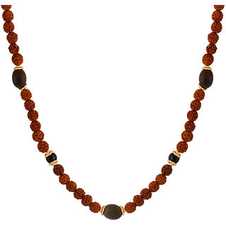 Dare by Voylla Rudraksha With Black Beads Studded Chain For Men