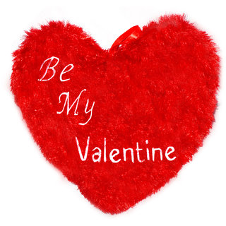 Planet of Toys Valentine Gift Heart Shape Pillow with Be My Valentine Quotes - Red (14 x 14 inch)
