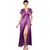 Senslife Women Purple Satin Nightwear 6pc Set (1 Nighty, 1 Robe, 1 Top, 1 Capri, 1 Bra , Thong)