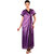 Senslife Women Purple Satin Nightwear 8pc Set (1 Long Nighty, 1 Long Robe, 1 Short Nighty, 1 Short Robe, 1 Top, 1 Shorts, 1 Bra, 1 Thong)