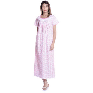 Buy Indian Women Cotton Night Gown Bikni Cover Plus Size Comfy Evening ...