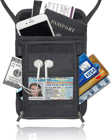 Lightweight Neck Wallet Passport Cover Travel Accessories Thin Travel Unisex Passport holder Ticket card Holder (Black)