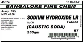 SODIUM HYDROXIDE FLAKES LR (CAUSTIC SODA LR - 250gm,  (NaOH) CAS No 1310-73-2)