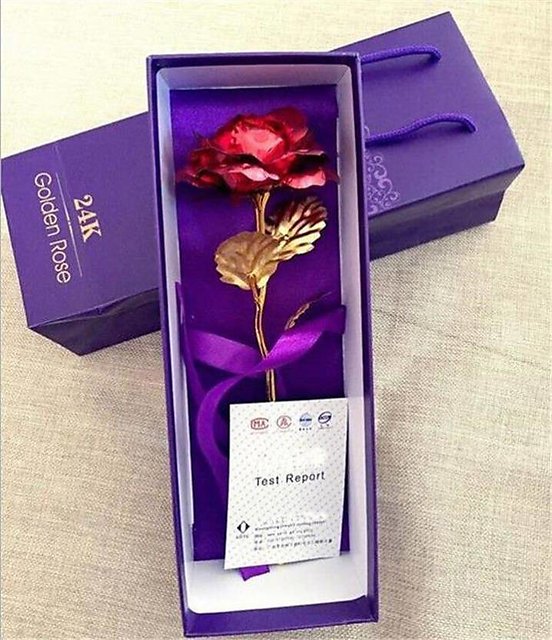 Herdenkings Ochtend gymnastiek temperatuur Buy 24K Gold Plated Red Rose with Unique Gift Box - Best Gift for  Valentine's Day Online - Get 80% Off