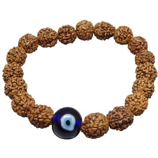 Yuvi Shoppe 5 Mukhi Indonesia Rudraksha Bracelet With Evil's Eye 100 Certified/ Five Faced Rudraksha Bracelet Yuvi Shoppe 5 Mukhi Indonesia Rudraksha Bracelet With Evil's Eye 100 Certified/ Five Faced Rudraksha Bracelet