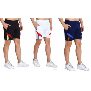 Solid Men Light Blue, Red, White Baggy Shorts Shorts 3/4ths