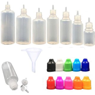 DIY Crafts LDPE Plastic Liquid Eye Dropper Empty Bottles + 6 Mini Funnel For Small Head Bottle (50 ML, Red)