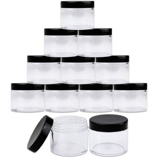 DIY Crafts Round Clear Plastic Leak-Proof Jars Container with Black Lids(Pack of 6)