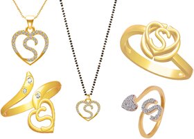 Intial letter S'' gold plated combo set
