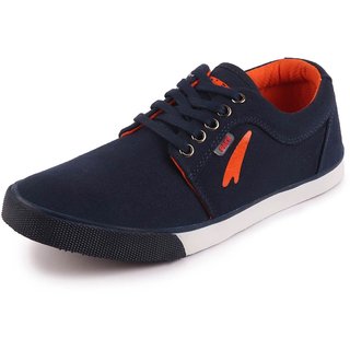 Buy Lakhani Men s Navy Canvas Lace Up Sneakers Casual Shoes Online