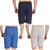 Unisex Combo of 3 Cotton Shorts By Dia A Dia  (Navy, Grey, Black)