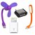 Combo OF Micro USB OTG Adapter, Flexible Single USB LED Light  USB Fan With 8 Pin Lighting Charging Adapter (Assorted Colors)