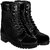 Blinder Black Military Long Lace-Up Boots For Men