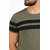 Black Stud Olive Striped Cotton Blend Round Neck T-Shirt For Men NR