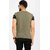 Black Stud Olive Striped Cotton Blend Round Neck T-Shirt For Men NR