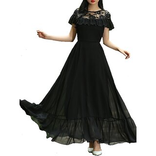 Raabta Fashion Women Maxi Black Dress - Buy Raabta Fashion Women Maxi Black  Dress Online at Best Prices in India | Flipkart.com