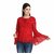 Raabta Red With White Dotted Printed Tie-Up Round Neck Bell Sleeves Top