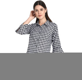 Raabta Black and white check bell sleeves shirt