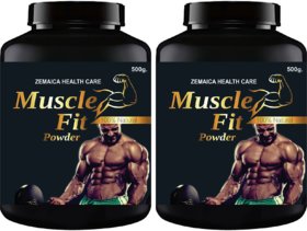 Muscle Fit Herbal Powder For Weight Muscle Gain Orange Flavour (500Gm Powder Each) Pack Of 2