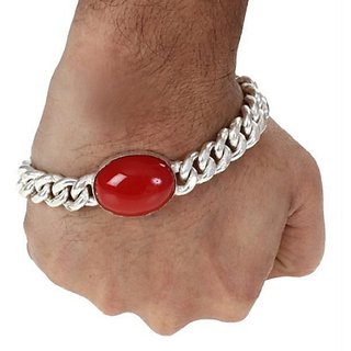 Jaipur Gemstone 100 Original Red Coral Silver Plated Bracelet For Astrological Purpose