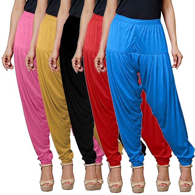 Buy Stylobby'S Multicolor Cotton Patiala Salwar (Pack Of 2) Online @ ₹599  from ShopClues
