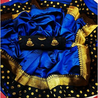 Pemal Designer Blue Paper silk saree With Jequart Blouse Pic BBC122C