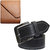 Sunshopping Mens Black Formal Belt with Tan Leatherite Wallet (Combo)