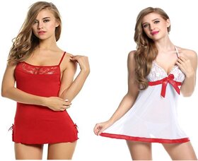 Kismat Fashion Sexy & Stylish Net Nighty With G-String Panty Pack Of Two Babydoll