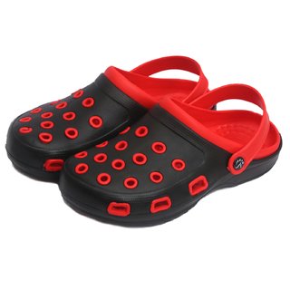 red and black crocs