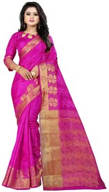 Fabrica Shoppers Pink Cotton Silk Party Wear Saree