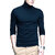 PAUSE Blue Solid High Neck Slim Fit Full Sleeve Men's T-Shirt