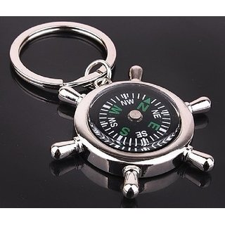 Magnetic Compass silver Key Chain waterproof set of 1 (silver)