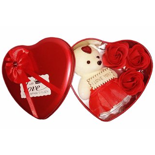 Valentine's Day Teddy and Rose Gift Box Best  Unique Gift for Love Ones