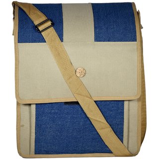 RYNA Handmade Beige and Blue Cross Body Bag