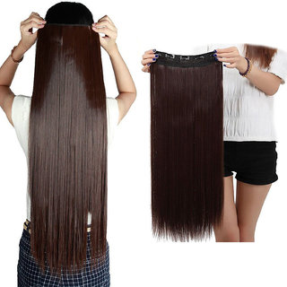 Maahal 26-Inch 5 Clip Based Synthetic Fashion Hair Extension / Hair Wig / Dark Brown Hair Accessories