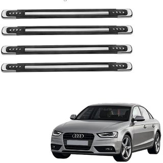 Auto Addict Stainless Steel, Plastic Car Bumper Guard  (Black, Silver, Pack of 4 Bumper Protector For Audi A4