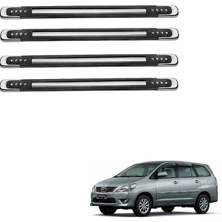 Auto Addict Stainless Steel, Plastic Car Bumper Guard  (Black, Silver, Pack of 4 Bumper Protector For Toyota Innova
